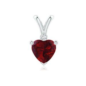 Sterling Silver Heart Shaped Garnet And Diamond Pendant In New Condition
